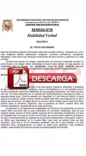 Semana 18 Pre San Marcos 2017-II (UNMSM) PDF Solucionario y Ejercicios