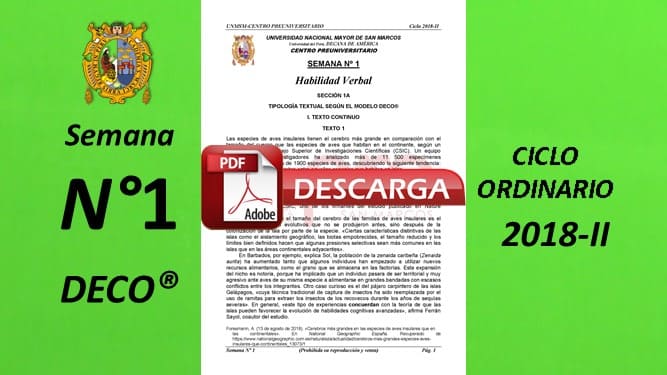 Semana 1 Pre San Marcos 2018-II (UNMSM) PDF - Solucionarios San Marcos