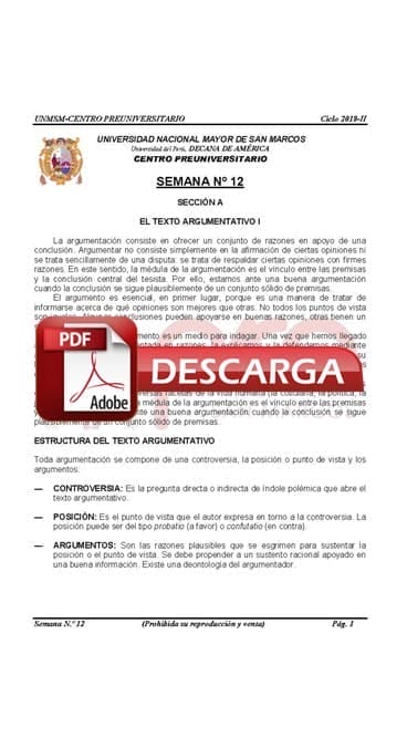 Semana 12 Pre San Marcos 2017-II (UNMSM) PDF Solucionario y Ejercicios