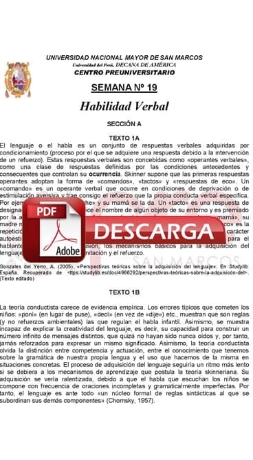 Semana 19 Pre San Marcos 2017-II (UNMSM) PDF Solucionario y Ejercicios